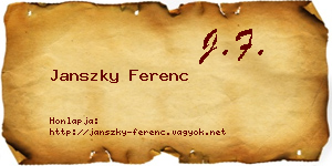 Janszky Ferenc névjegykártya
